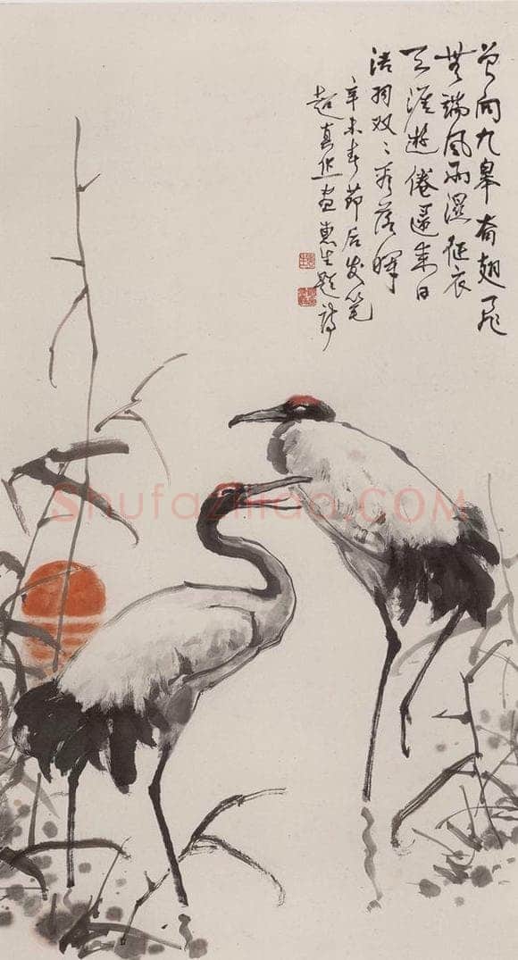 1991年 彭友善 《双鹤图》 书画作品