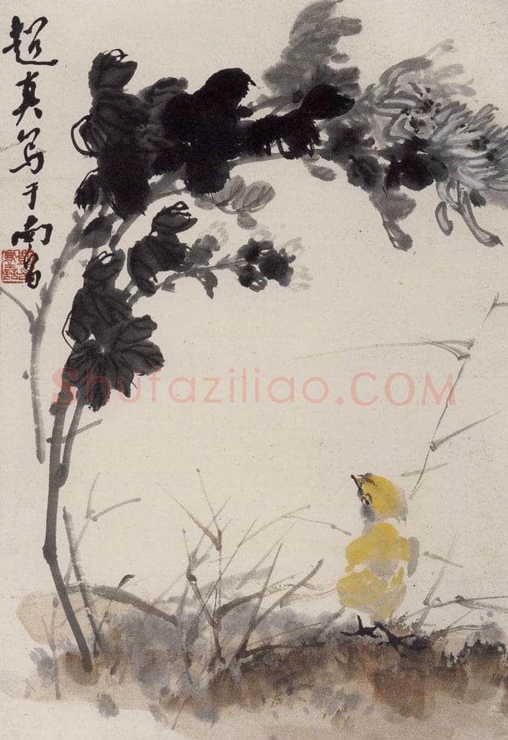 1978年 彭友善 《菊鸡》 书画作品