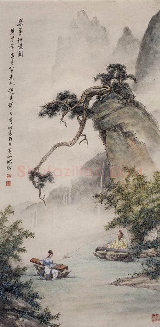 1990年 彭友善 《秦筝和鸣图》 书画作品