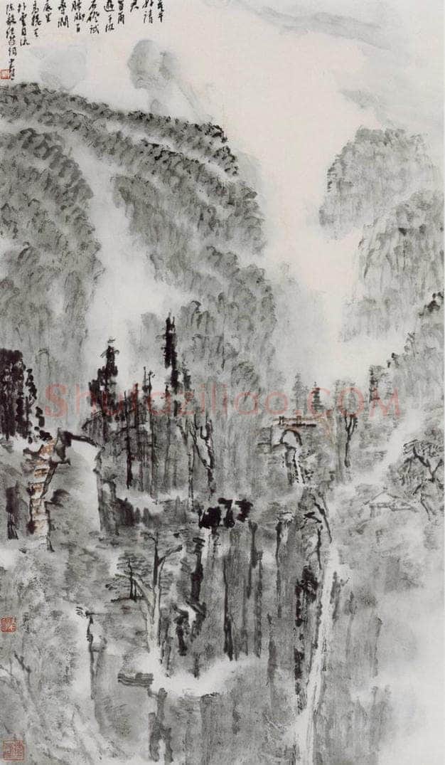 2003年 童中焘 《莫干山春雨》 书画作品