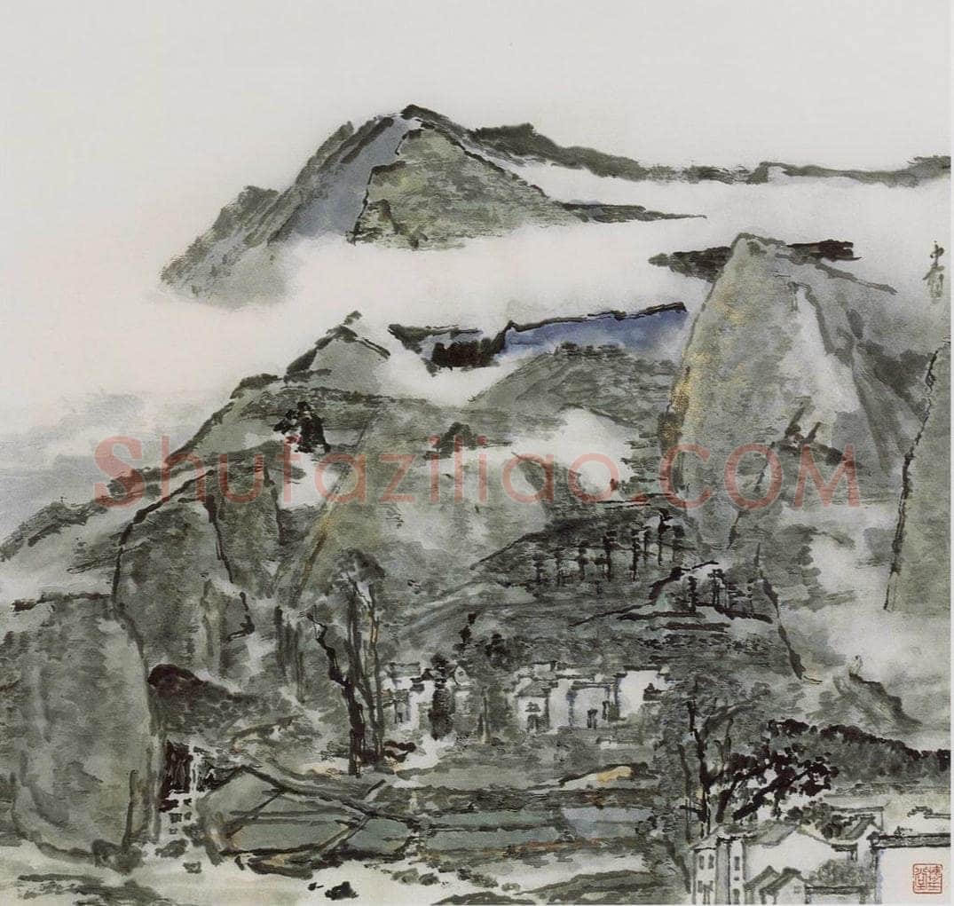 2006年 童中焘 《山乡图》 书画作品