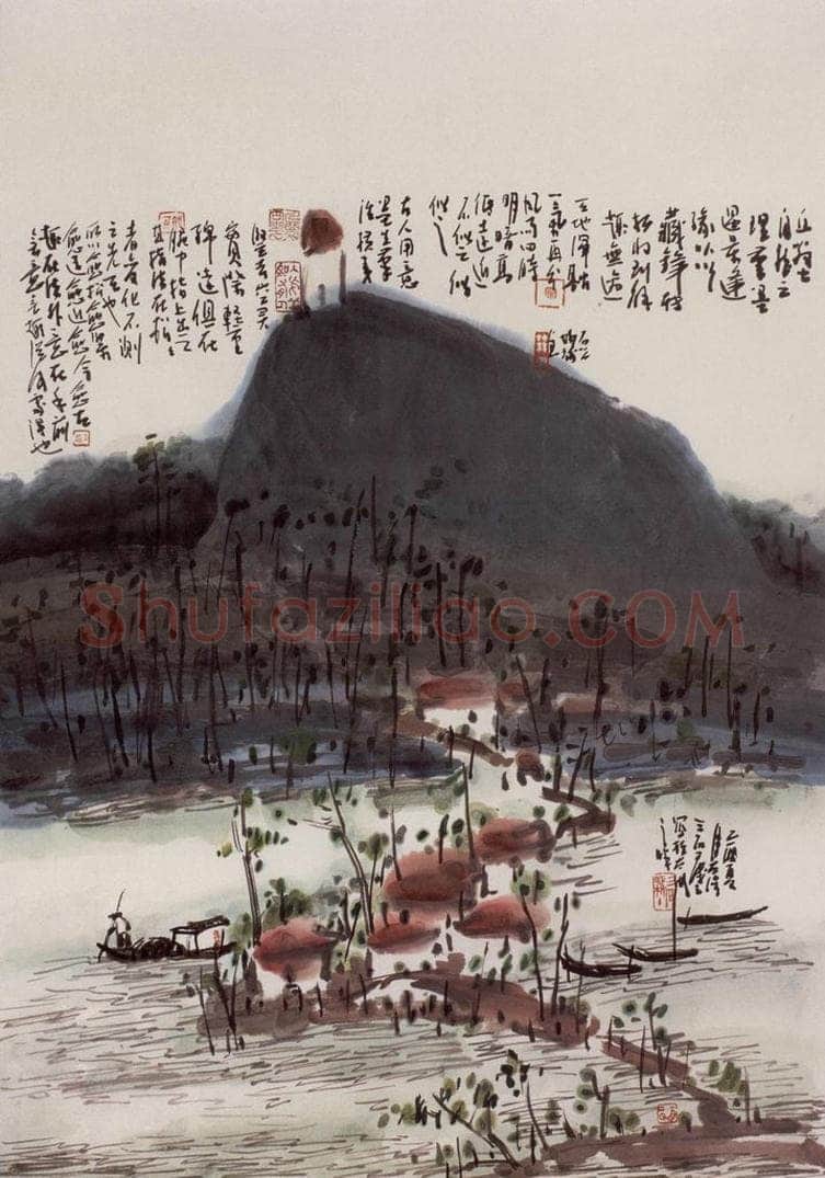 2005年 曾宓 《春江泛舟》 书画作品
