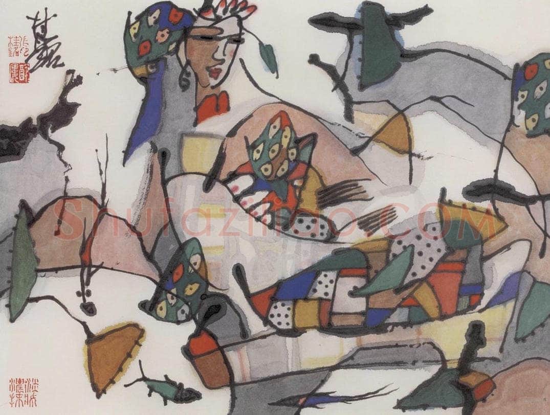 1990年 张桂铭 《仕女》 书画作品