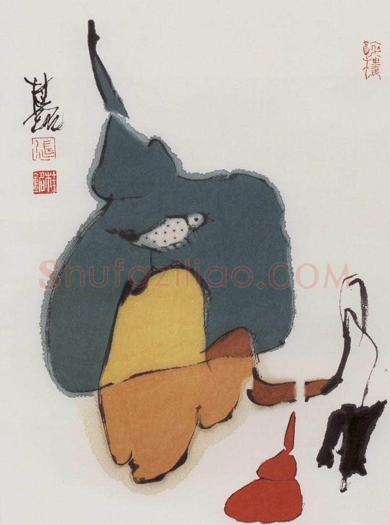 1990年 张桂铭 《红葫芦》 书画作品
