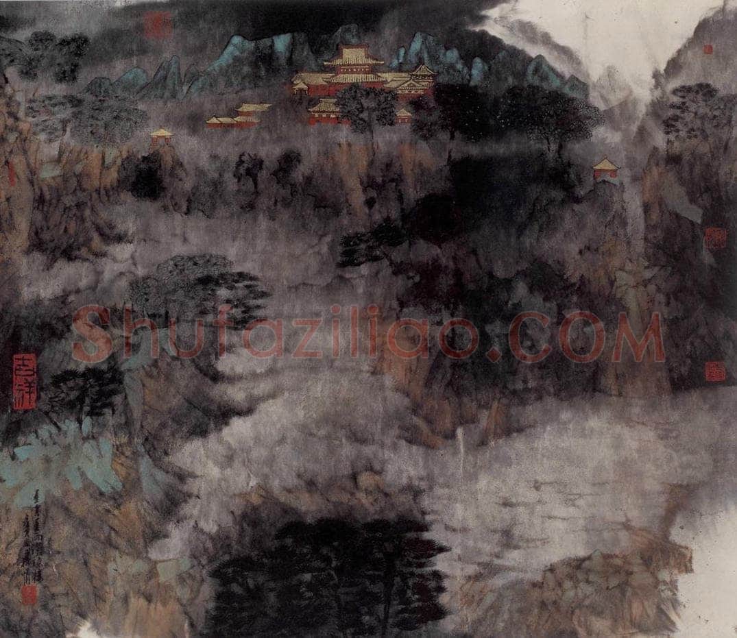 1998年 卓鹤君 《黑云墨雨洒琼楼》 书画作品