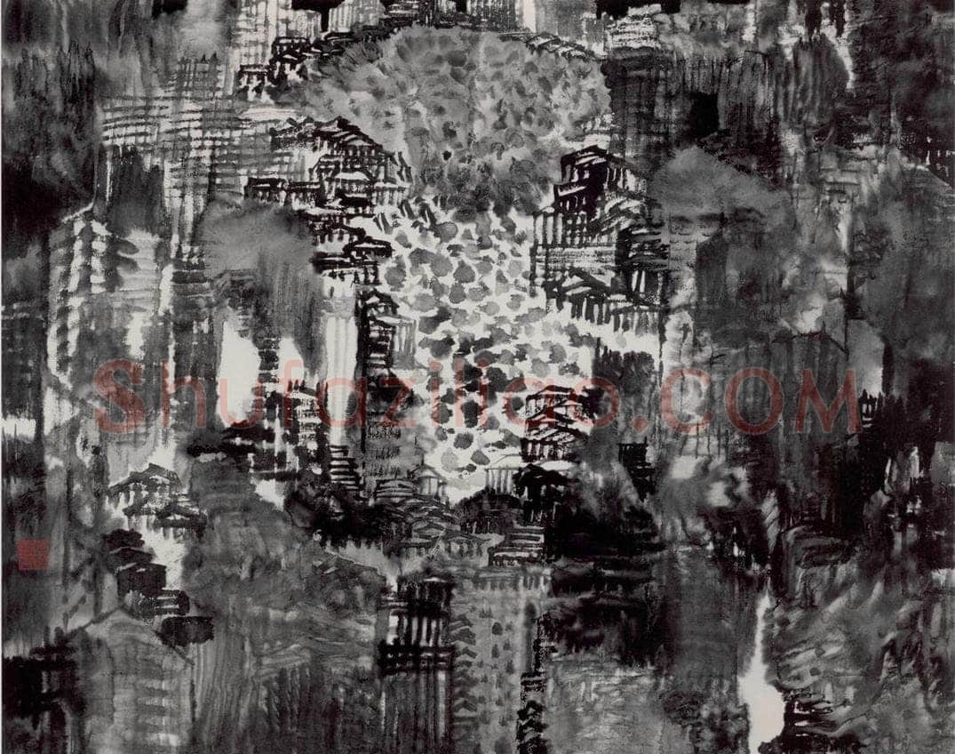 2002年 卓鹤君 《城市山水》 书画作品
