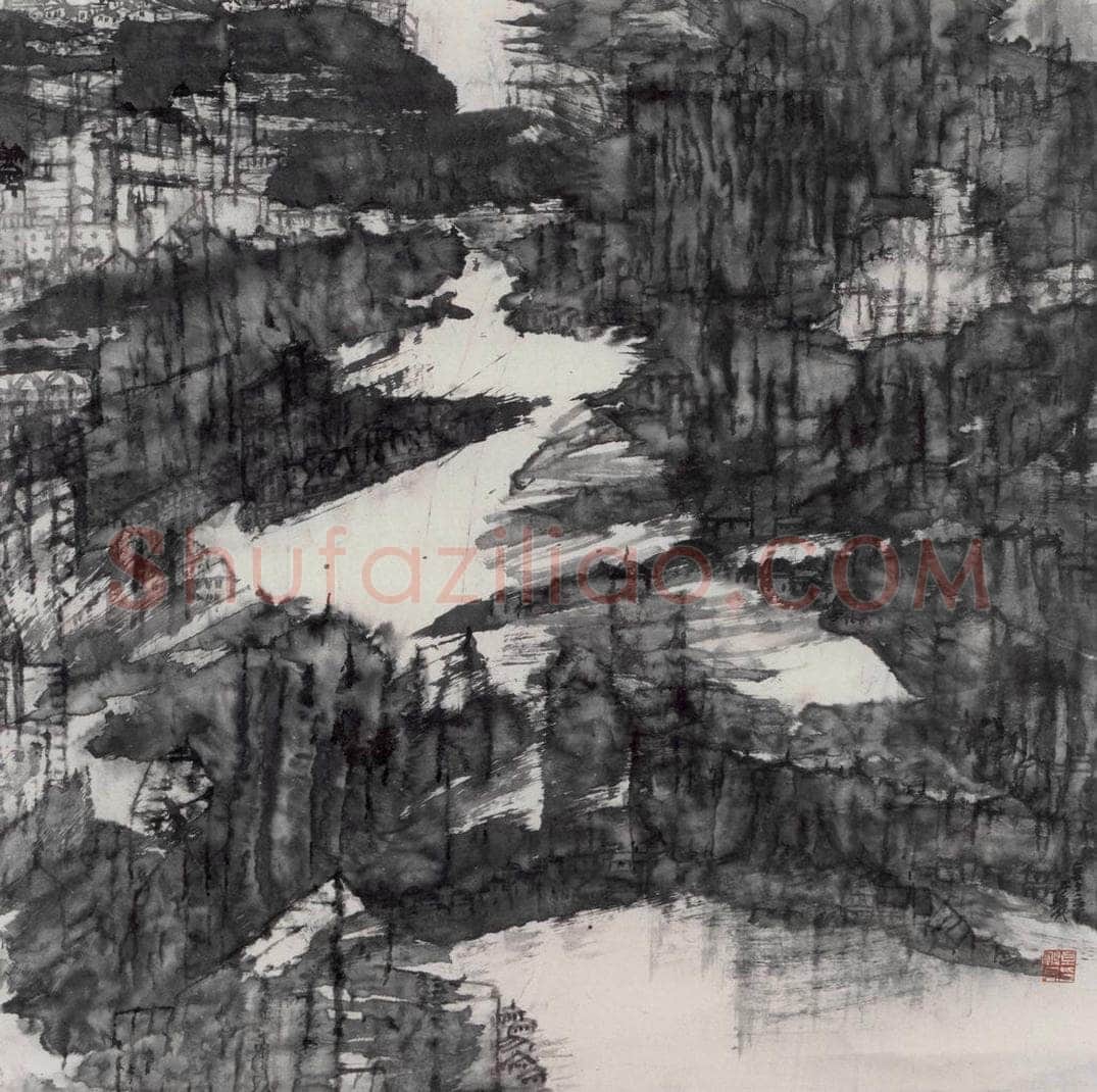 2002年 卓鹤君 《城市山水》 书画作品