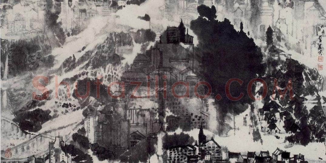 2007年 卓鹤君 《城市山水》 书画作品