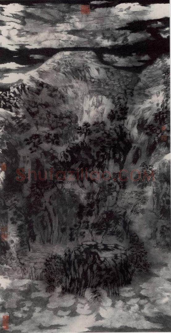 2008年 卓鹤君 《夜山云影图》 书画作品