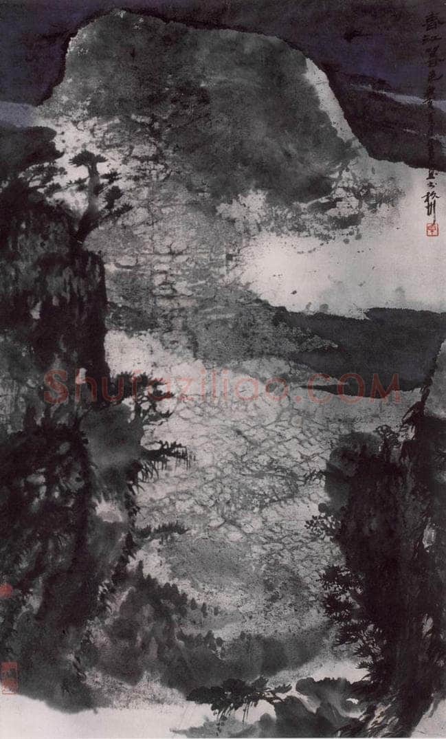 1983年 卓鹤君 《春江暮色》 书画作品