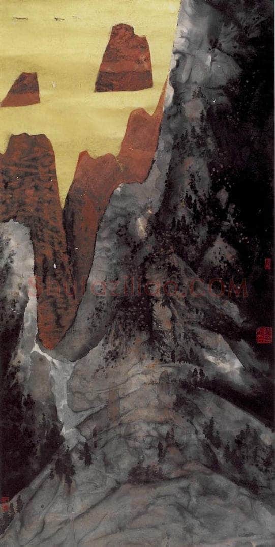 1987年 卓鹤君 《墨山金秋》 书画作品