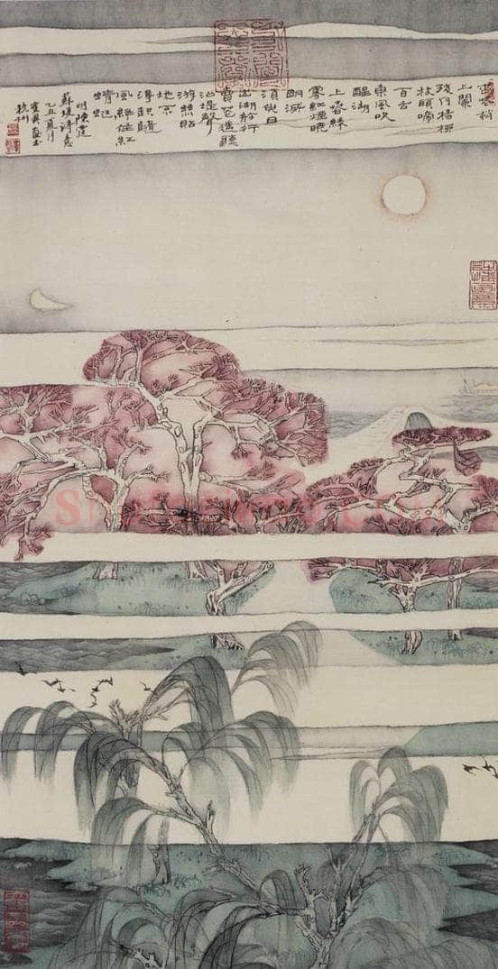 1985年 卓鹤君 《明·陈霆<苏堤>诗意》 书画作品