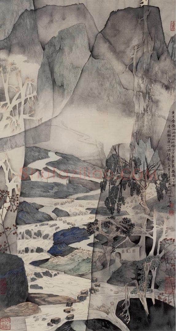 1985年 卓鹤君 《清·俞樾<九溪十八涧>诗意》 书画作品
