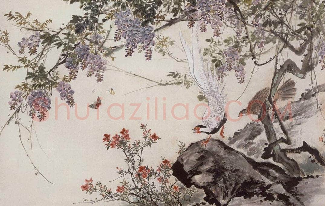 约1965年 王雪涛 《紫藤白鹇》 书画作品