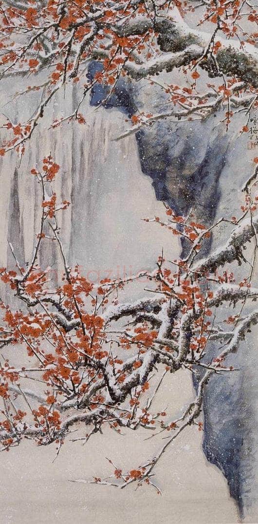 1972年 王雪涛 《百丈冰前》 书画作品