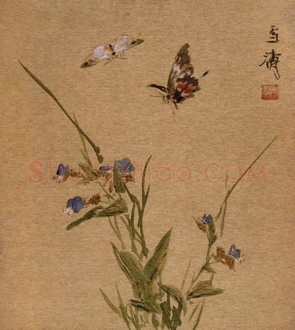 70年代 王雪涛 《舞翩跹》 书画作品