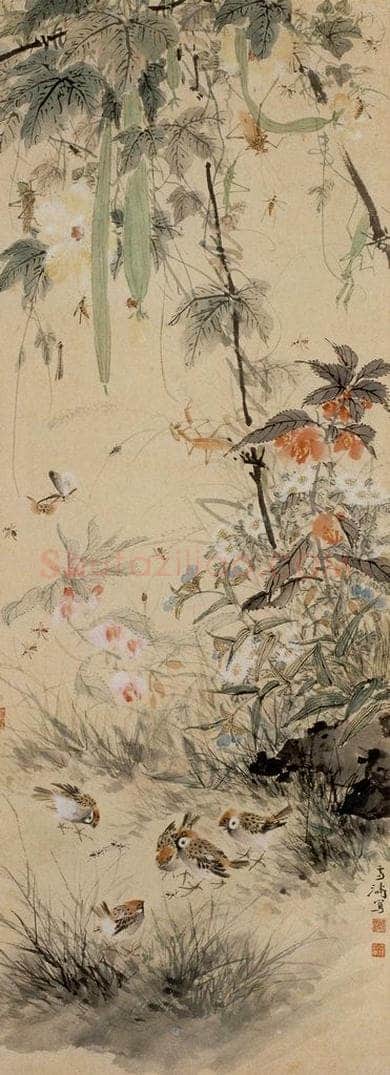 1946年 王雪涛 《雀虫花卉》 书画作品