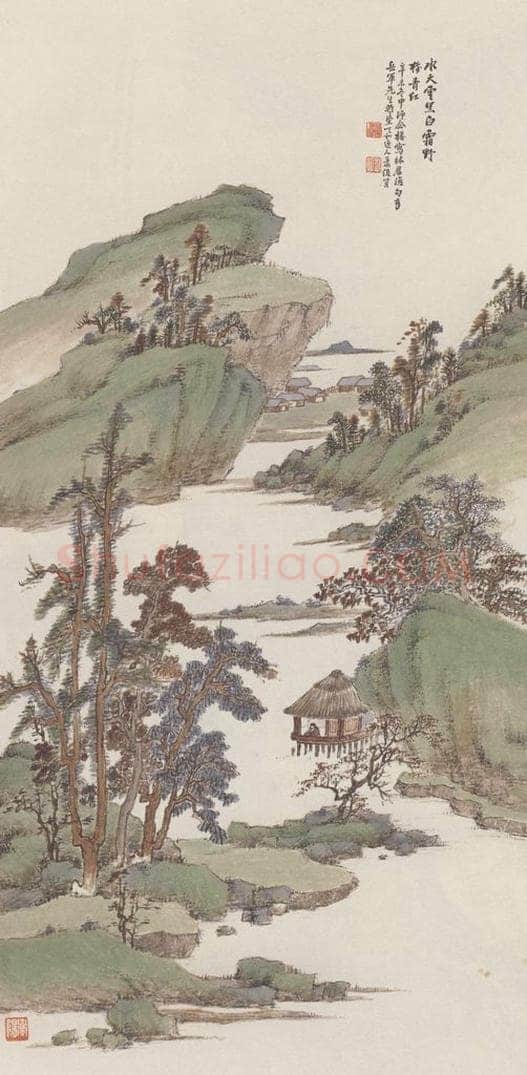 1931年 萧俊贤 《红树春山图》 书画作品
