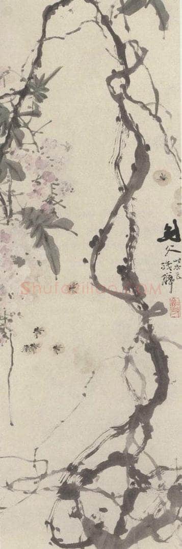 1928年 高剑父 《藤箩游蜂图》 书画作品