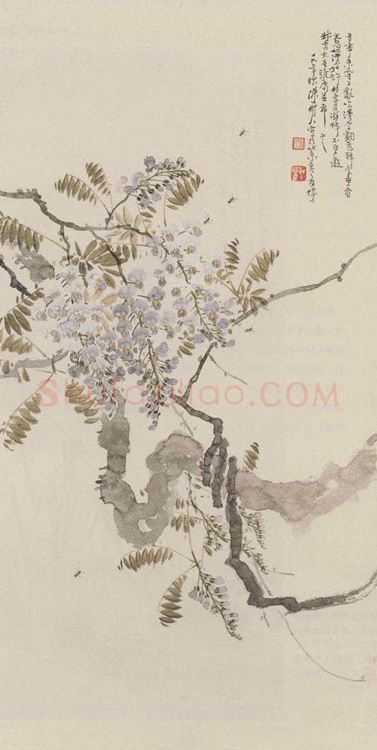1930年 陈树人 《紫藤图》 书画作品
