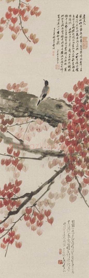 1934年 陈树人 《枫禽图》 书画作品