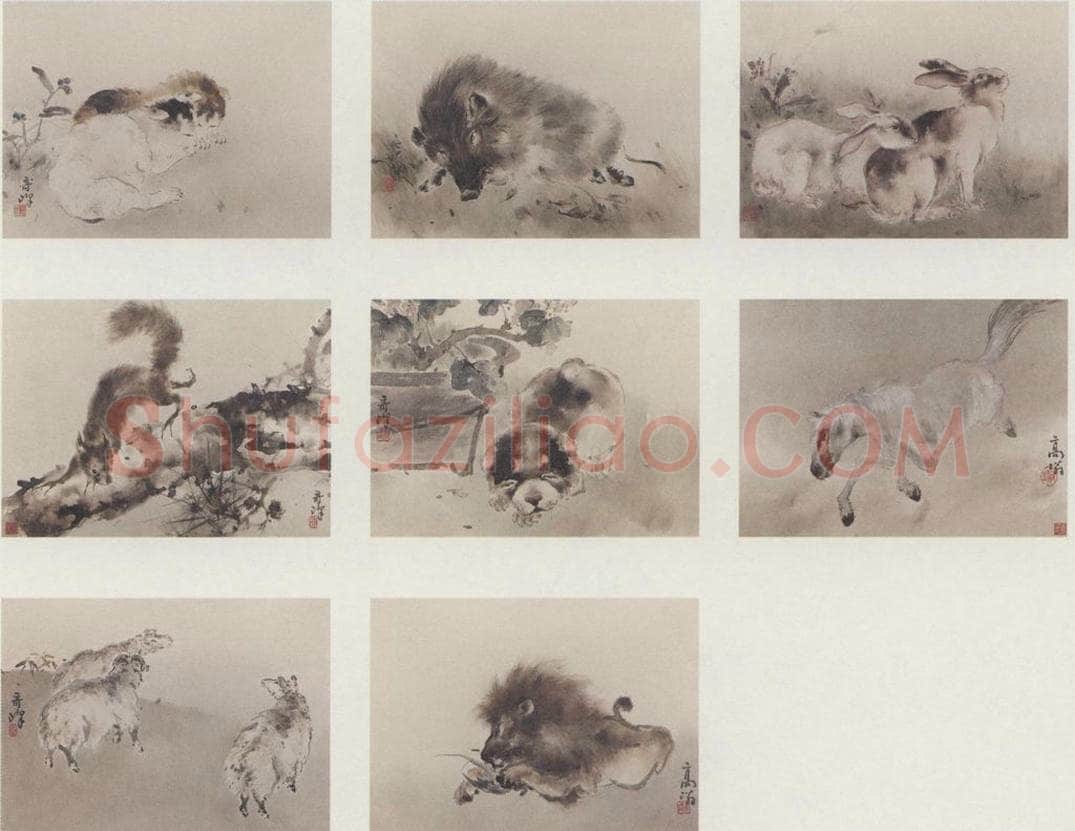 高奇峰 《走兽图》 书画作品