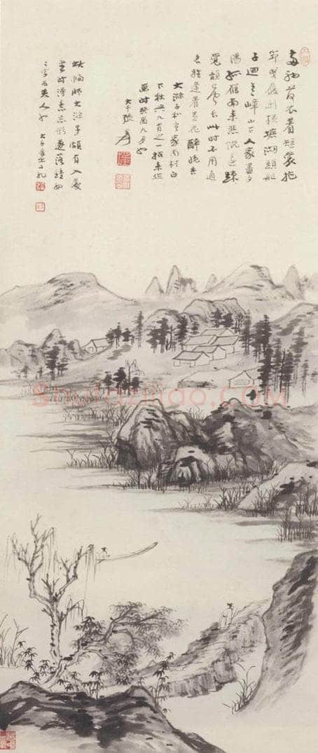 1933年 张大千 《仿石涛湖山秋兴图》 书画作品
