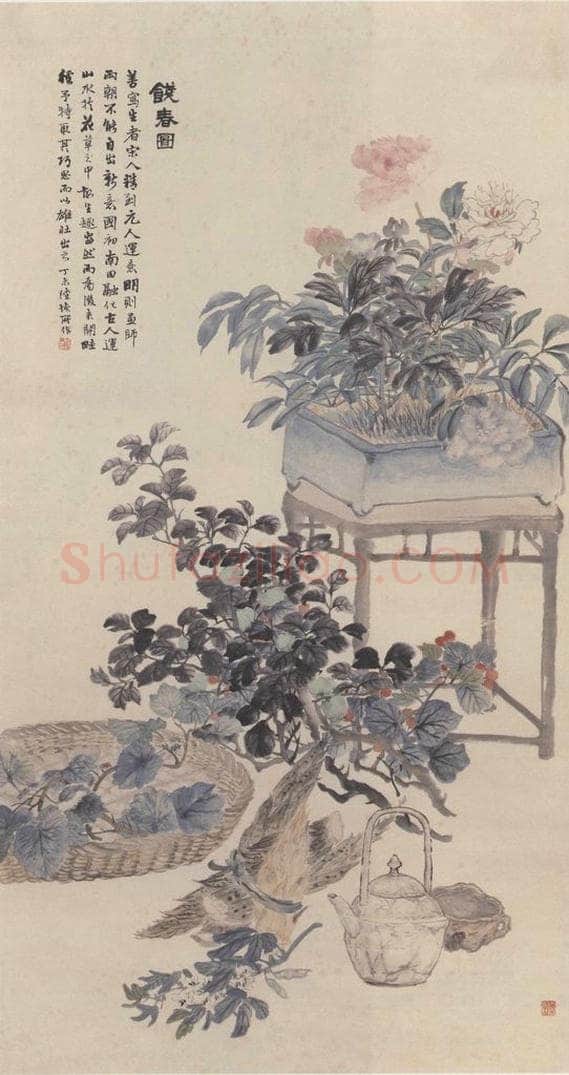 1907年 陆恢 《饯春图》 书画作品