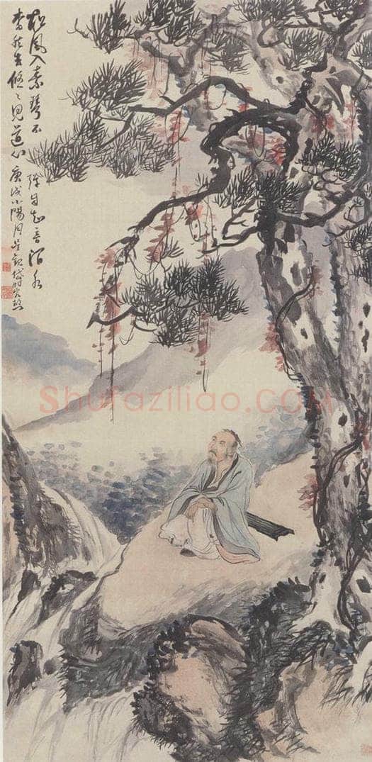 1910年 吴观岱 《停琴听水图》 书画作品