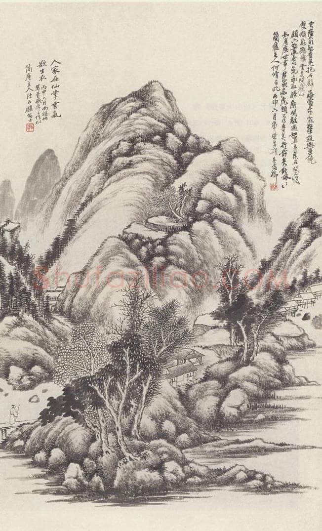 清 顾麟士 《山水图》 书画作品