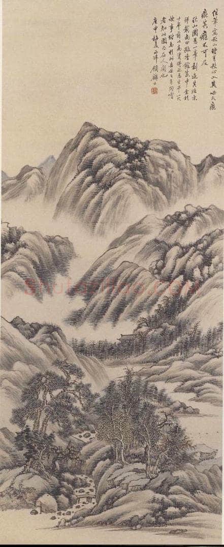 清 顾麟士 《秋山图》 书画作品