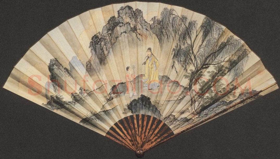 明代 朱瞻基 《山水人物图》 书画作品