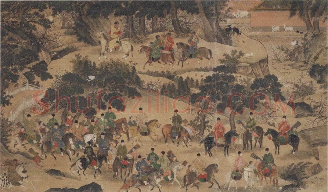 明代 商喜 《明宣宗行乐图》 书画作品