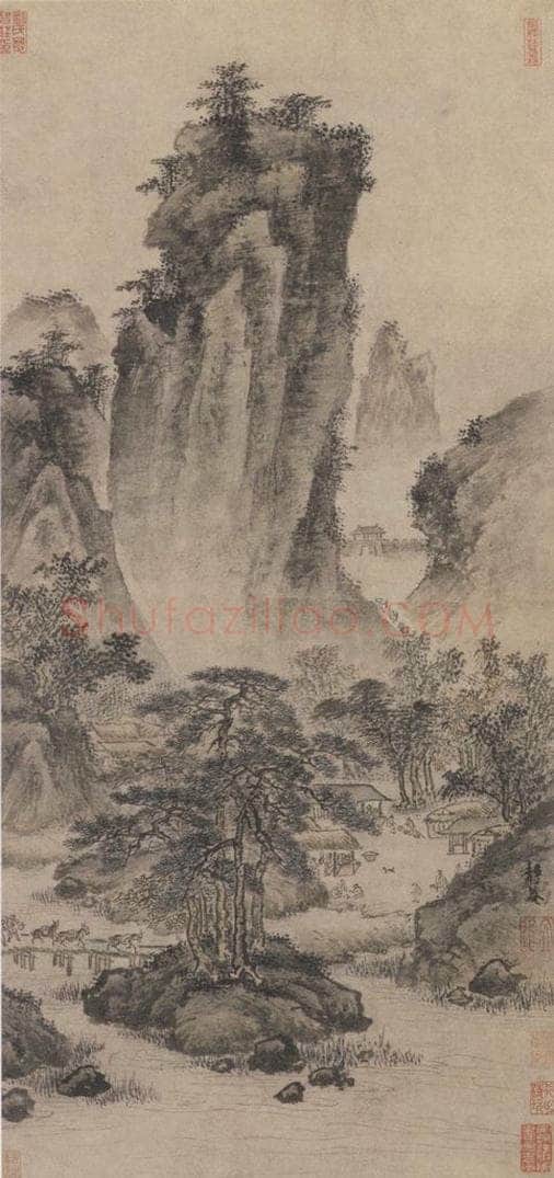 明代 戴进 《关山行旅图》 书画作品