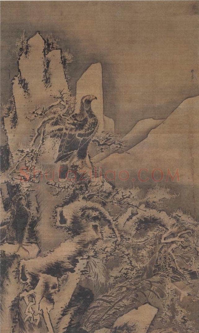 明代 林良 《雪景鹰雁图》 书画作品