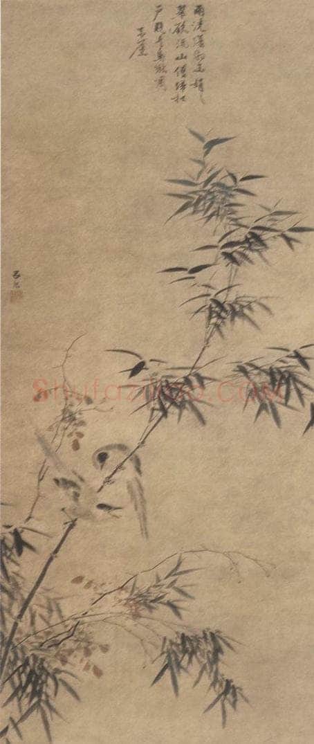 明代 吕纪 《竹禽图》 书画作品