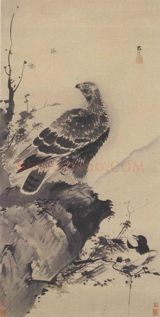 明代 吕纪 《鹰鹊图》 书画作品