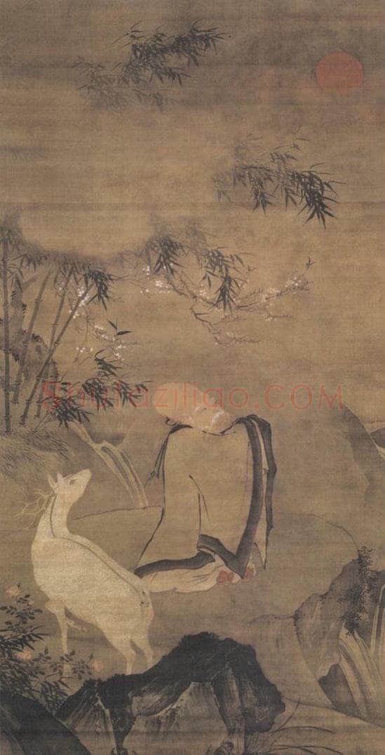 明代 吕纪 《南极老人图》 书画作品