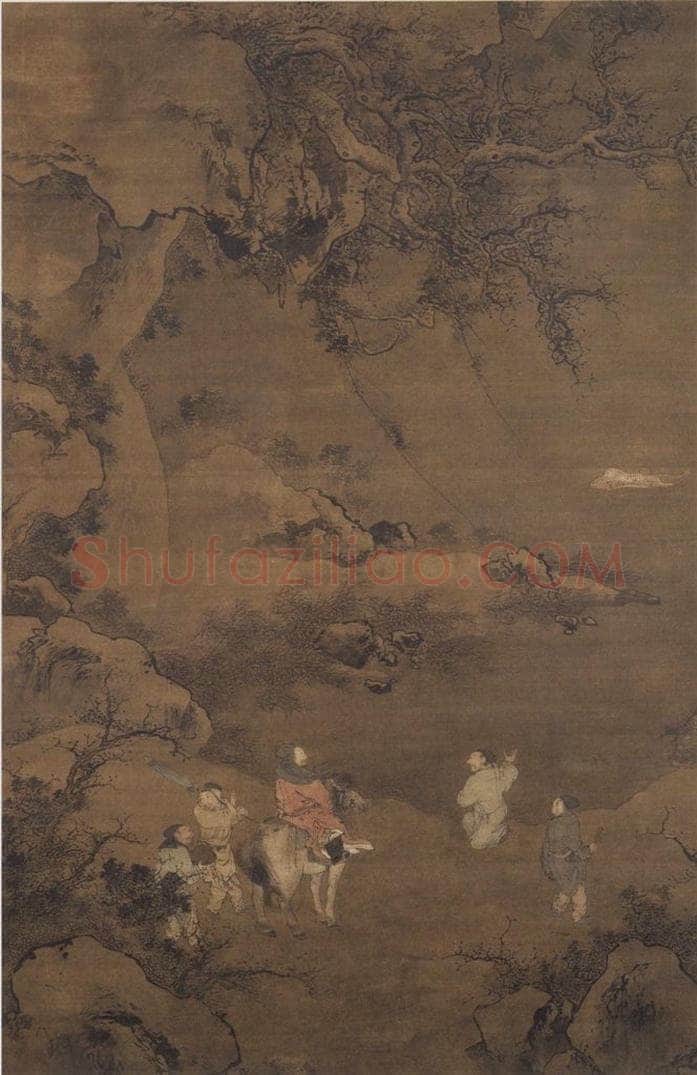 明代 朱端 《弘农渡虎图》 书画作品