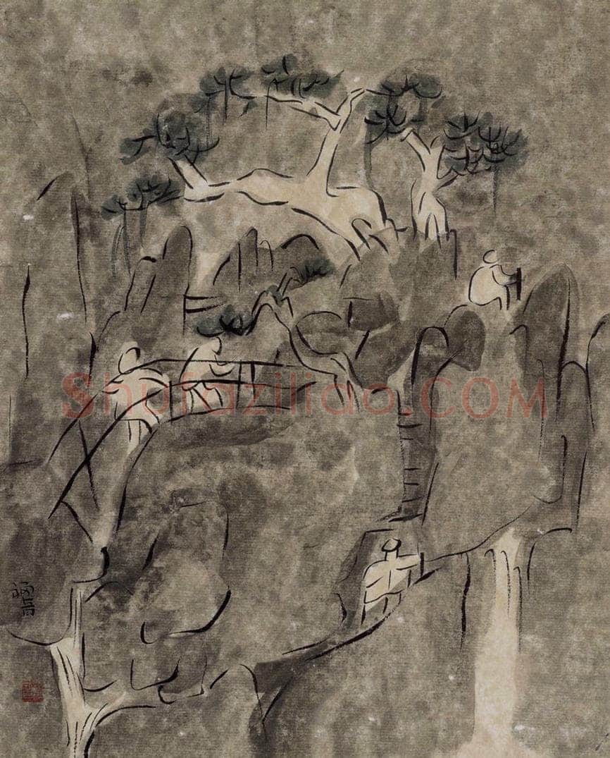 1999年 杨福音 《晚登图》 书画作品