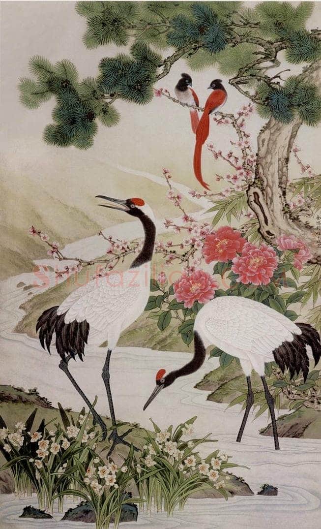 1984年 金鸿钧 《松鹤长春》 书画作品