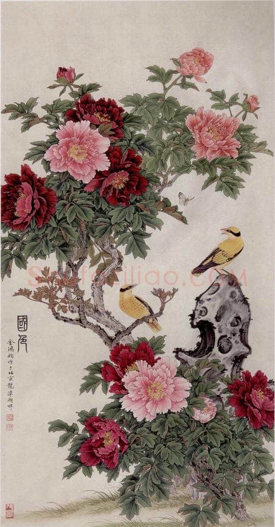 1985年 金鸿钧 《国色》 书画作品