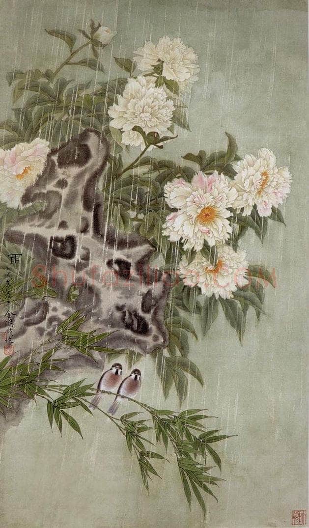1983年 金鸿钧 《雨》 书画作品