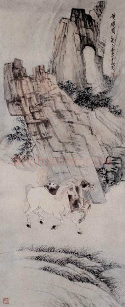张大千 《双骥图》 书画作品