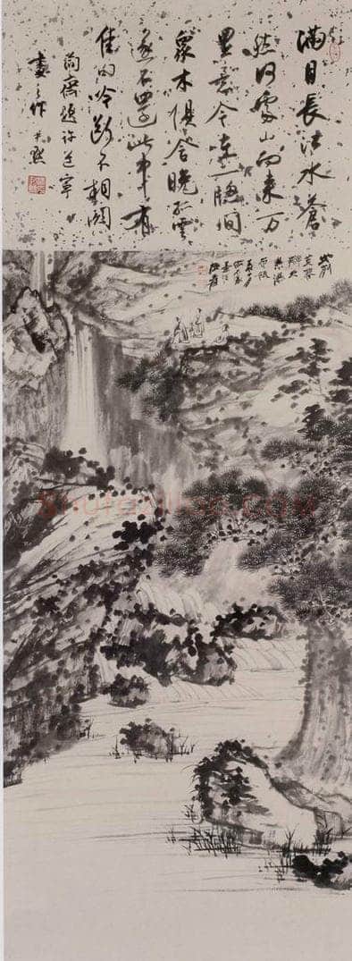  张大千 《仿石涛水墨山水》 书画作品