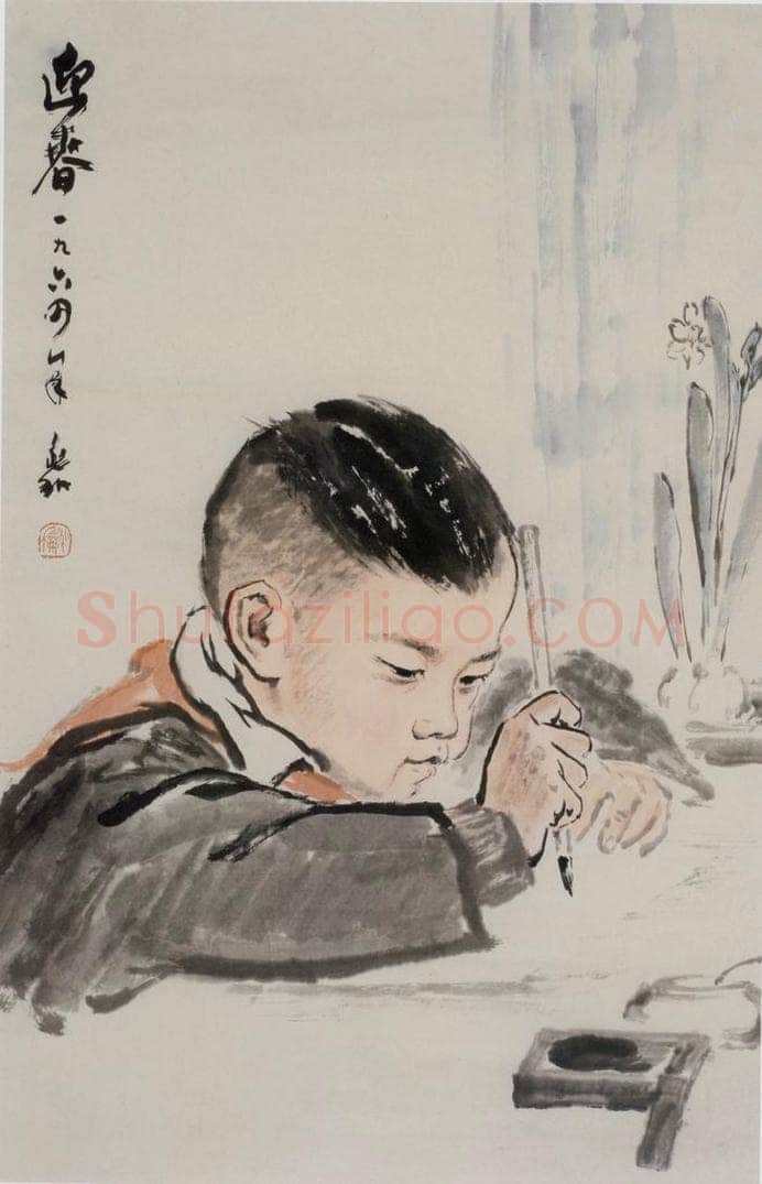 蒋兆和 《迎春图》 书画作品
