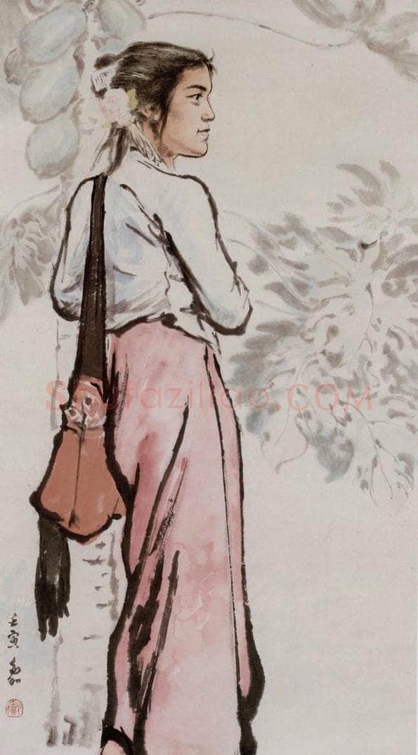 蒋兆和 《傣族姑娘》 书画作品