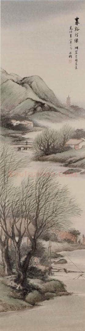  吴石伧 《山水屏-春》 书画作品