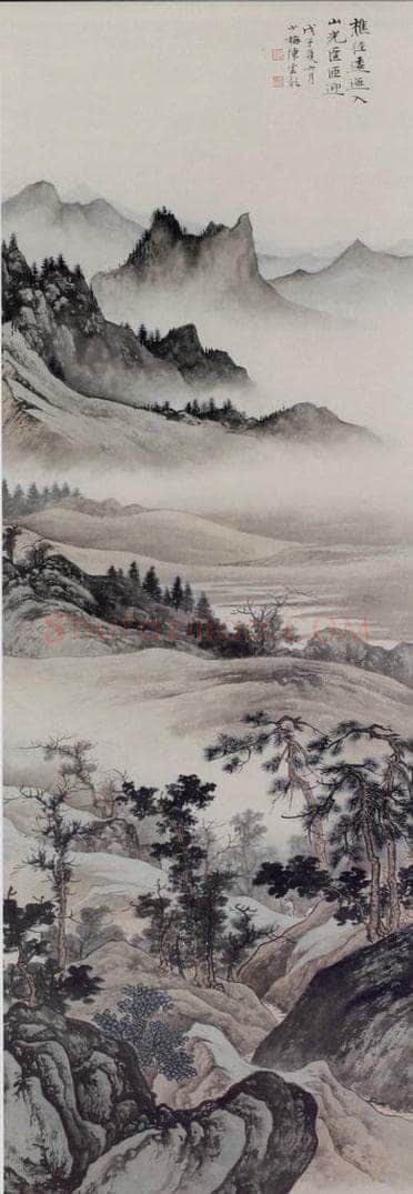  陈少梅 《重领晴岚》 书画作品