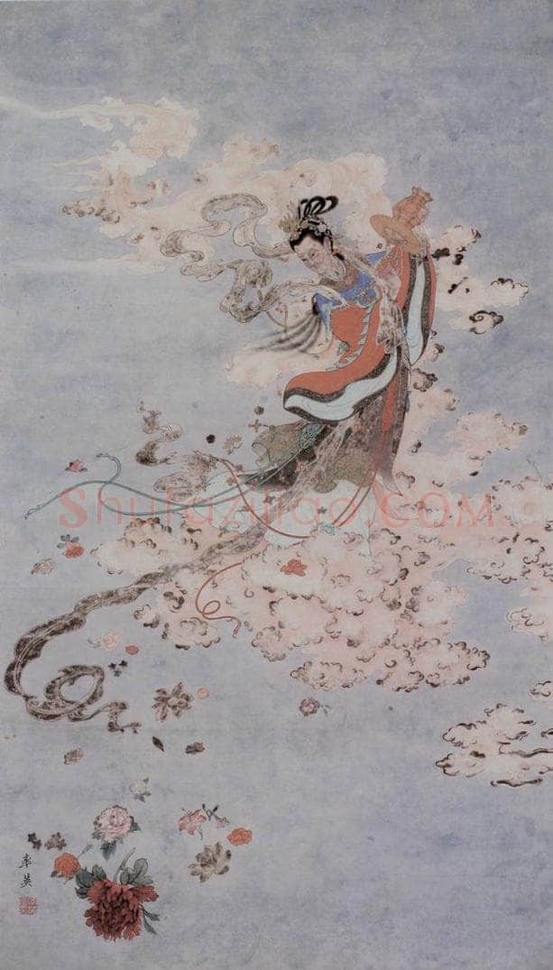  任率英 《天女散花图》 书画作品